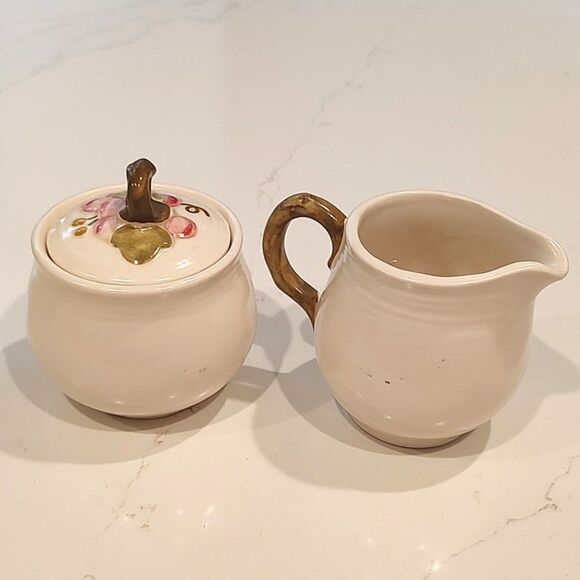 Vintage Pink by Metlox Lidded Sugar and Creamer Set Poppy Trail Vernon Pattern - Picture 3 of 11